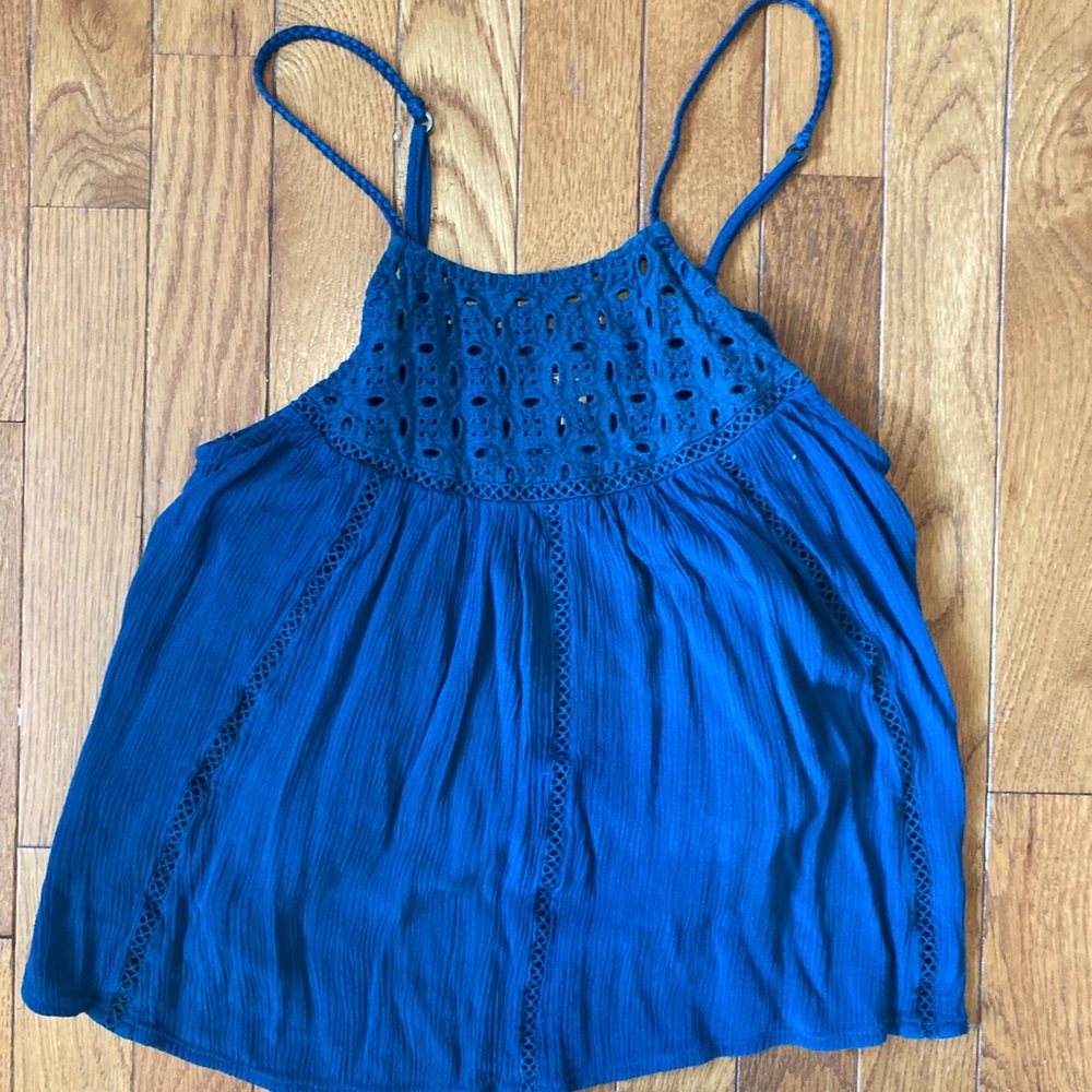 Teal lace tank